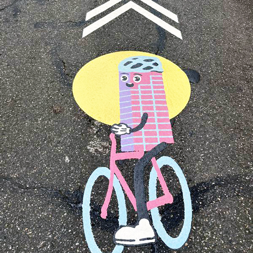An installation of the winning design from the adult category from the 2025 Bike to Books contest, links to more information about how to enter.